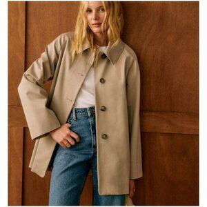 Sezane Carter Jacket size 46 14 XL XXL light beige short trench coat Parisian